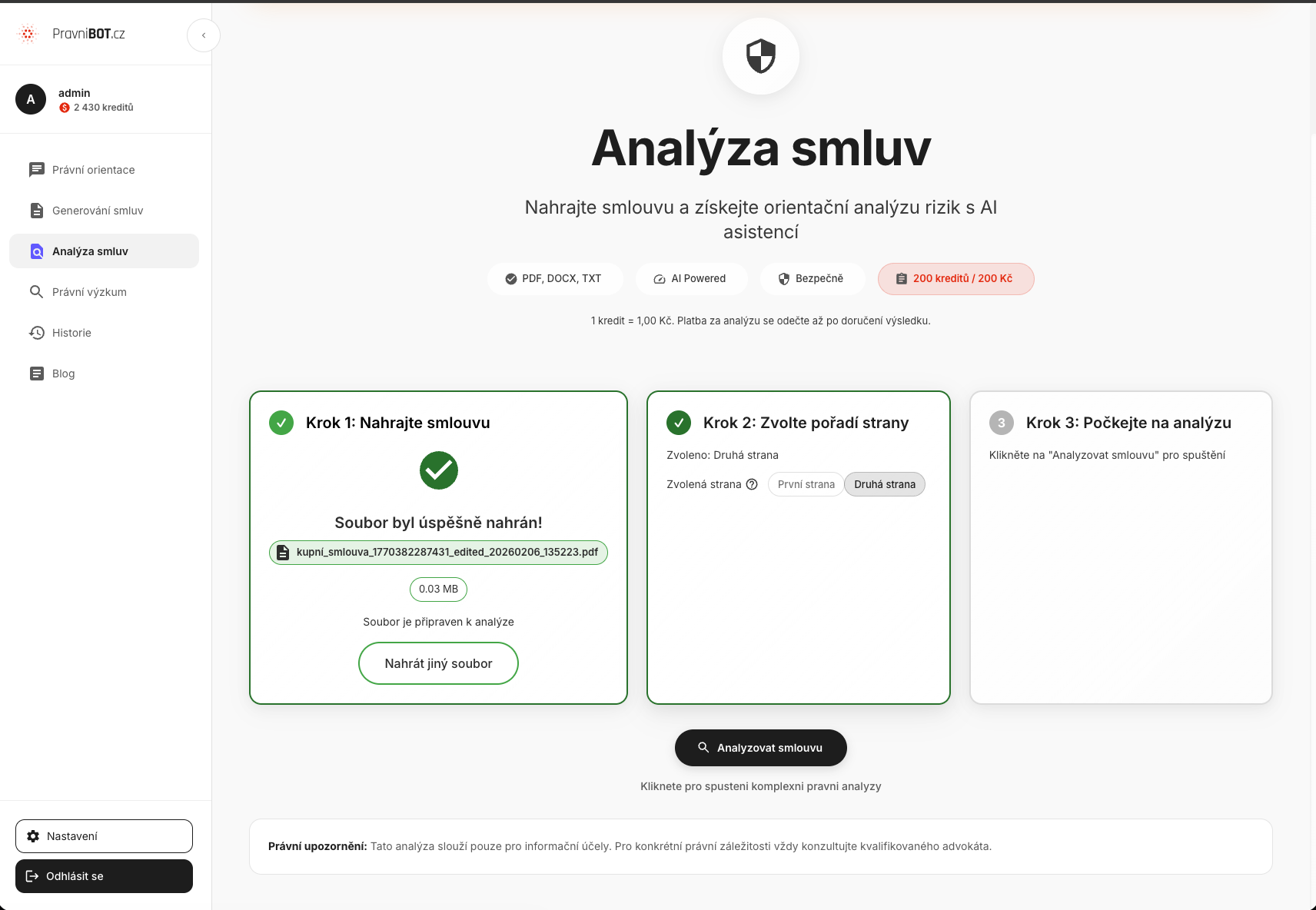 Analýza smluv krok 2