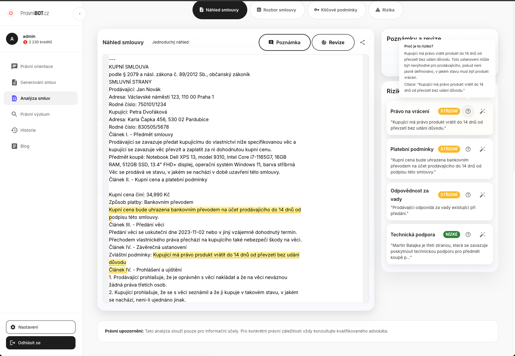 Analýza smluv krok 5